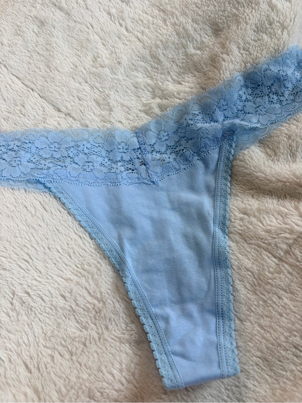 Light Blue Lace Trim Thong